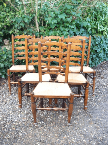 A Set of 6 Oak Ladder Back Chairs -SOLD-