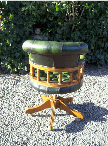 Green Leather Swivel Chair -SOLD-