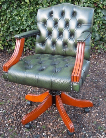 Green Leather Gainsborough Chair -SOLD-