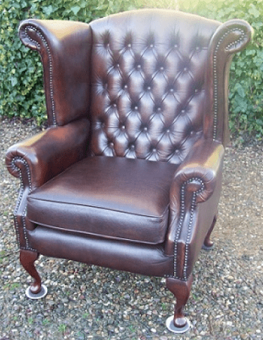 Queen Anne Leather Chair -SOLD-