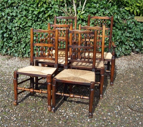 A Set of 6 Spindle Back Chairs