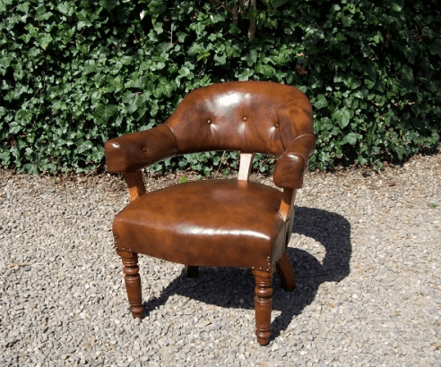 Brown Leather Library Chair -SOLD-