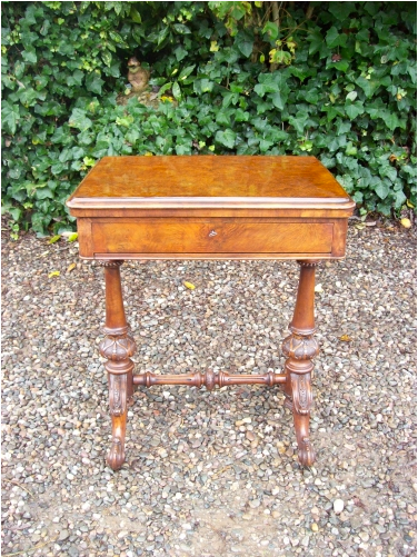  A Victorian Burr Walnut Games Sewing Table