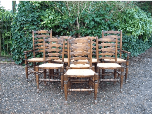 A Set of 8 Ladder Back Chairs -SOLD-