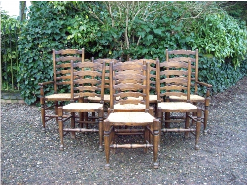 A Set of 8 Ladder Back Chairs -SOLD-