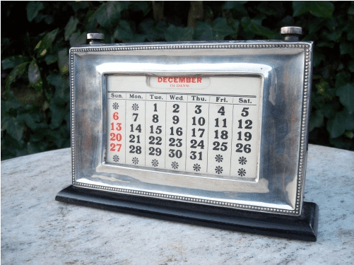 Silver Framed Desk Calendar -SOLD-