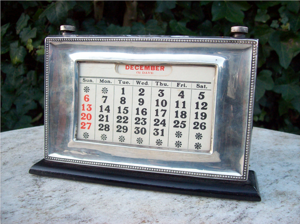 Silver Framed Desk Calendar -SOLD-