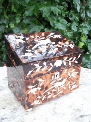 A Victorian Tortoiseshell Tea Caddy