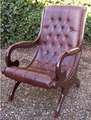 A Brown Leather Slipper Chair -SOLD-