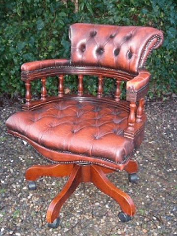  Brown Leather Swivel Chair -SOLD-