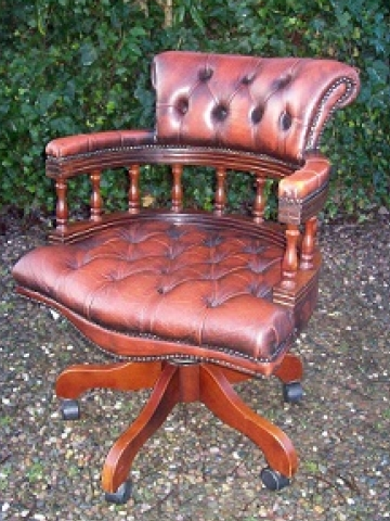  Brown Leather Swivel Chair -SOLD-