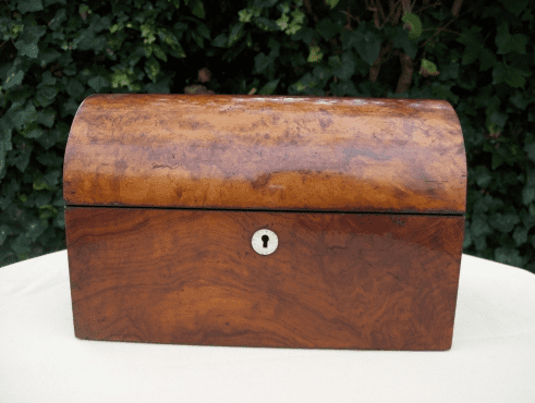 A Victorian Burr Walnut Tea Caddy