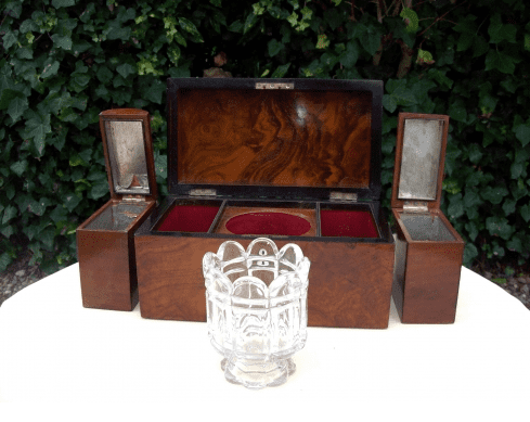 A Victorian Burr Walnut Tea Caddy