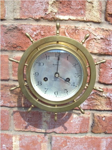 Ships Wheel 8 Day Brass Clock