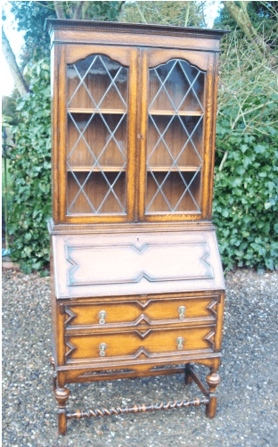 A Glazed Oak Bureau Bookcase -SOLD-