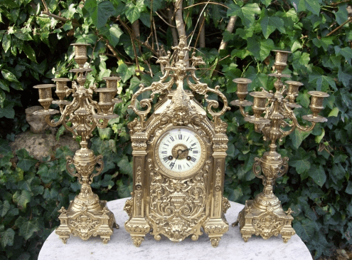 8 Day Clock & Garniture -SOLD-