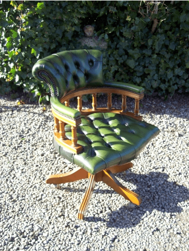 Green Leather Swivel Chair -SOLD-
