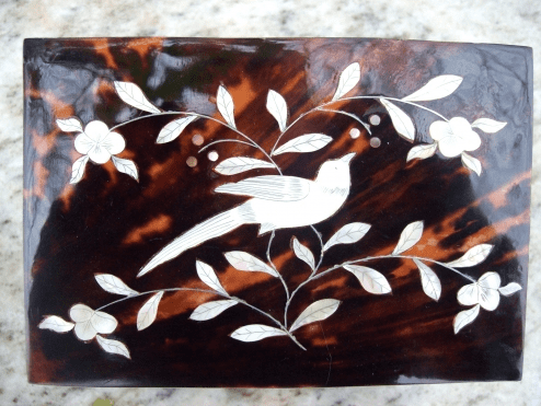 A Victorian Tortoiseshell Tea Caddy
