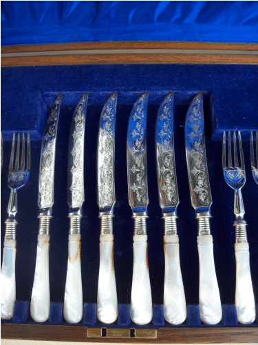 A Set of 6 Mother of pearl Knife & Forks (Birmingham 1895)