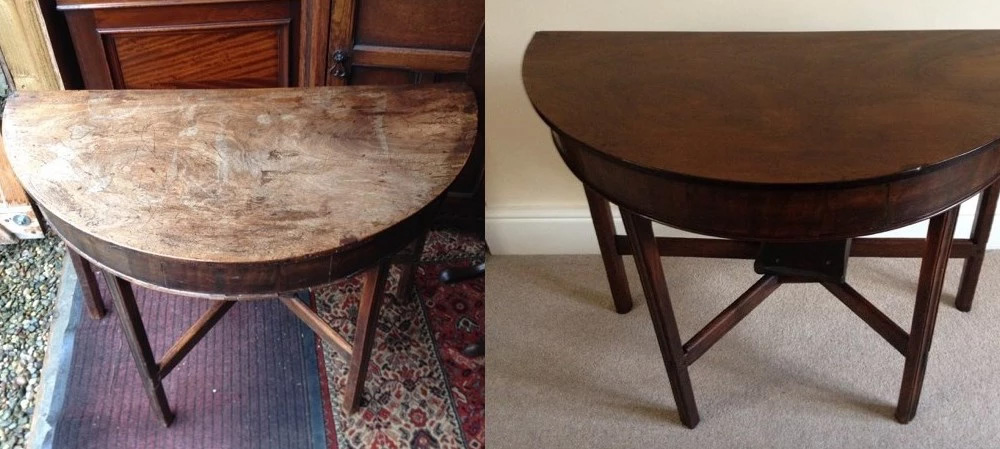 corner farms antique before and after resorting table