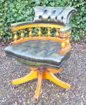 Green Leather Swivel Chair -SOLD-