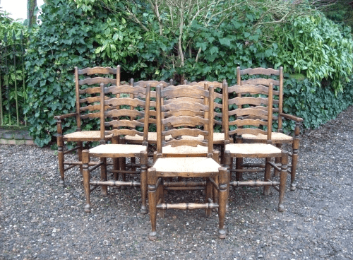 A Set of 8 Ladder Back Chairs -SOLD-