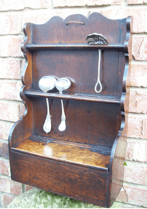 A Georgian Oak Spoon Rack & Candle Box