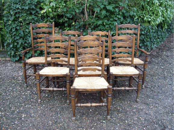 A Set of 8 Ladder Back Chairs -SOLD-