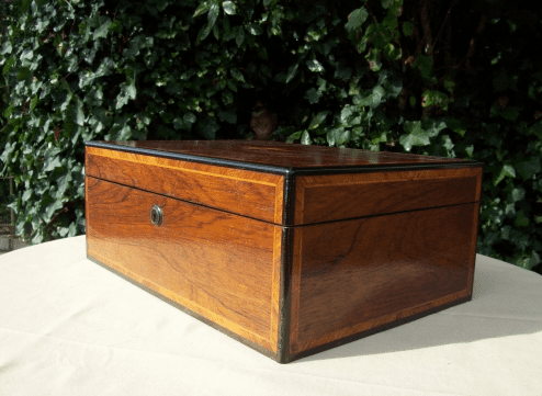 A Victorian Rosewood Inlaid Needlework Box