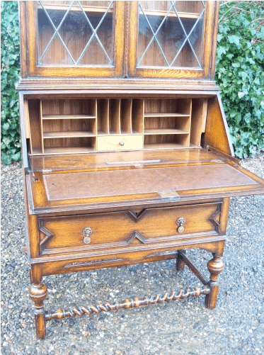 A Glazed Oak Bureau Bookcase -SOLD-