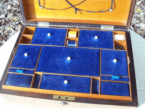 A Victorian Rosewood Inlaid Needlework Box