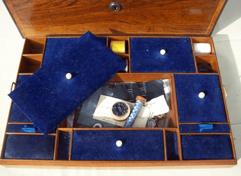 A Victorian Rosewood Inlaid Needlework Box