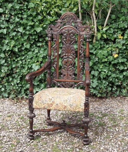 A Carved Oak Armchair