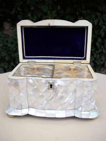 A Mother of Pearl Tea Caddy -SOLD-