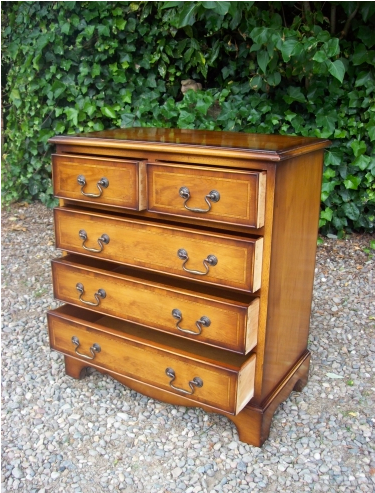 Yew Wood Chest of Drawers -SOLD-