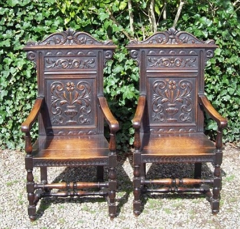 A Pair of Victorian Oak Wainscot Chairs