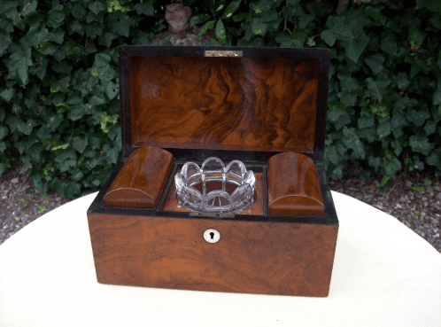 A Victorian Burr Walnut Tea Caddy