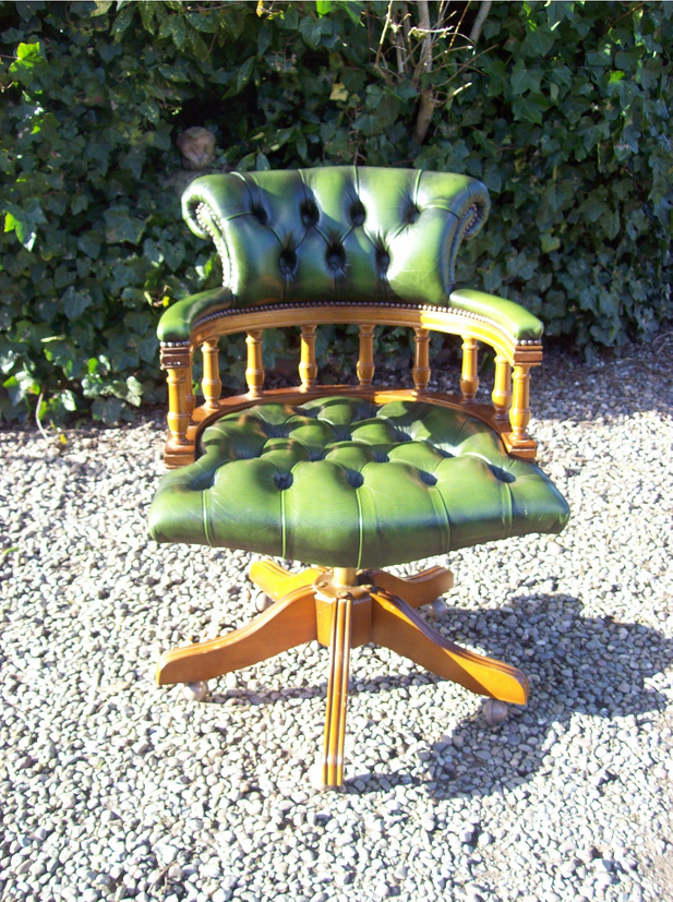 Green Leather Swivel Chair -SOLD-