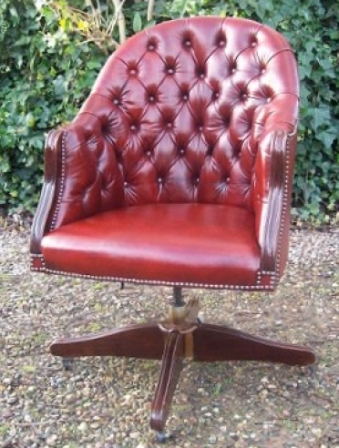 A Burgundy Leather Executive Chair