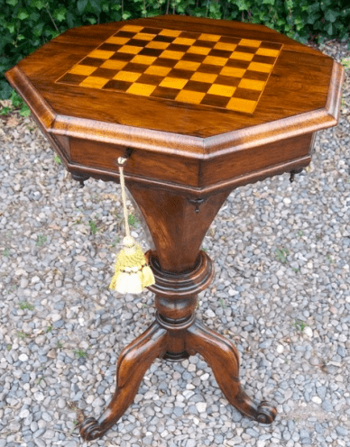A Victorian Rosewood Sewing Chess Table