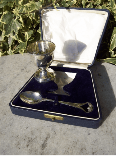 Silver Egg Cup & Spoon -SOLD-