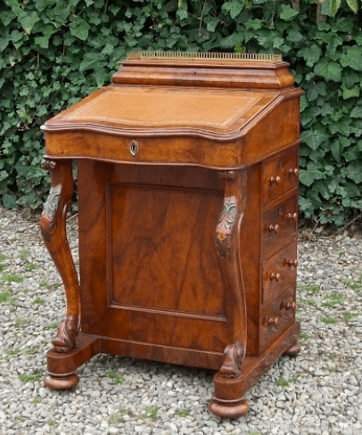 A Victorian Burr Walnut Davenport