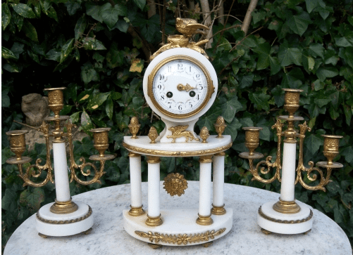 French Marble & Ormolu Clock & Garniture -SOLD-