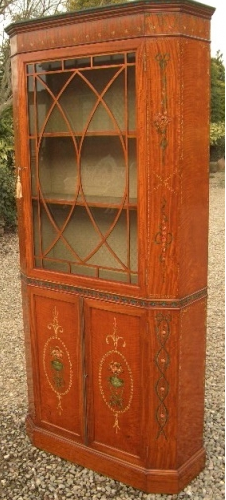 A Satinwood Painted Display Cabinet