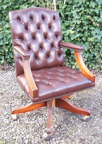 Brown Leather Gainsborough Chair -SOLD-