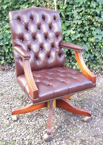 Brown Leather Gainsborough Chair -SOLD-