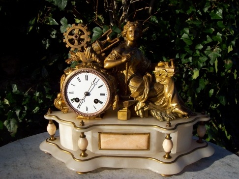 8 Day Bronze & Alabaster Clock -SOLD-