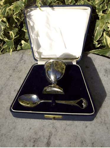 Silver Egg Cup & Spoon -SOLD-