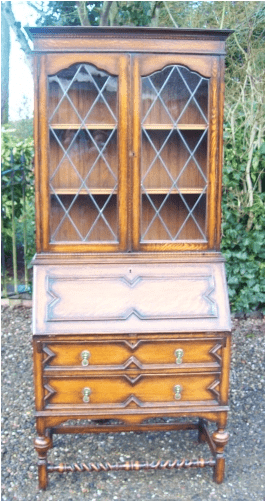 A Glazed Oak Bureau Bookcase -SOLD-