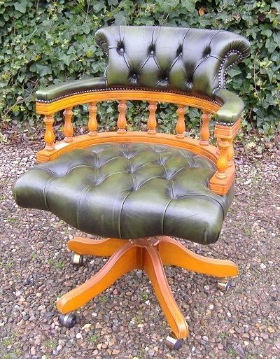 Green Leather Swivel Chair -SOLD-